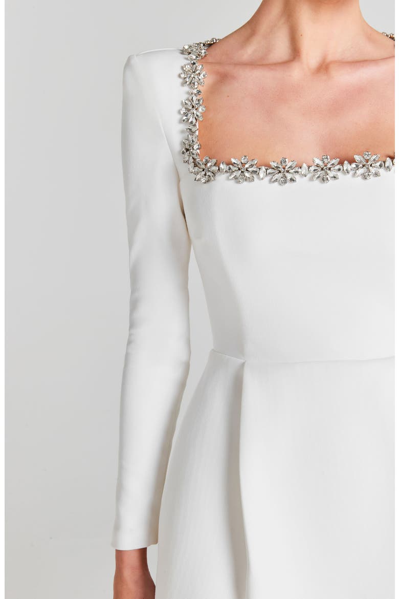 Kimberly Rhinestone Long Sleeve Minidress, Alternate, color, WHITE