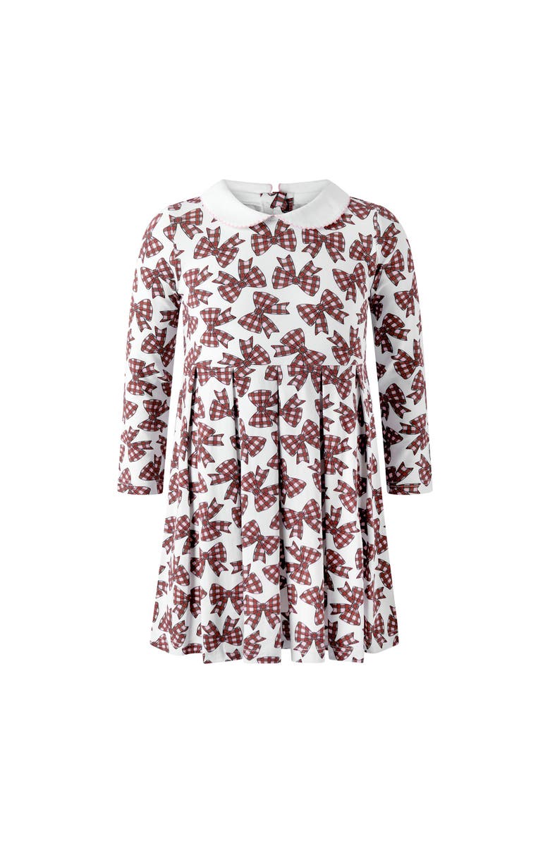 Rachel Riley Tartan Bow Jersey Dress, Main, color, Red