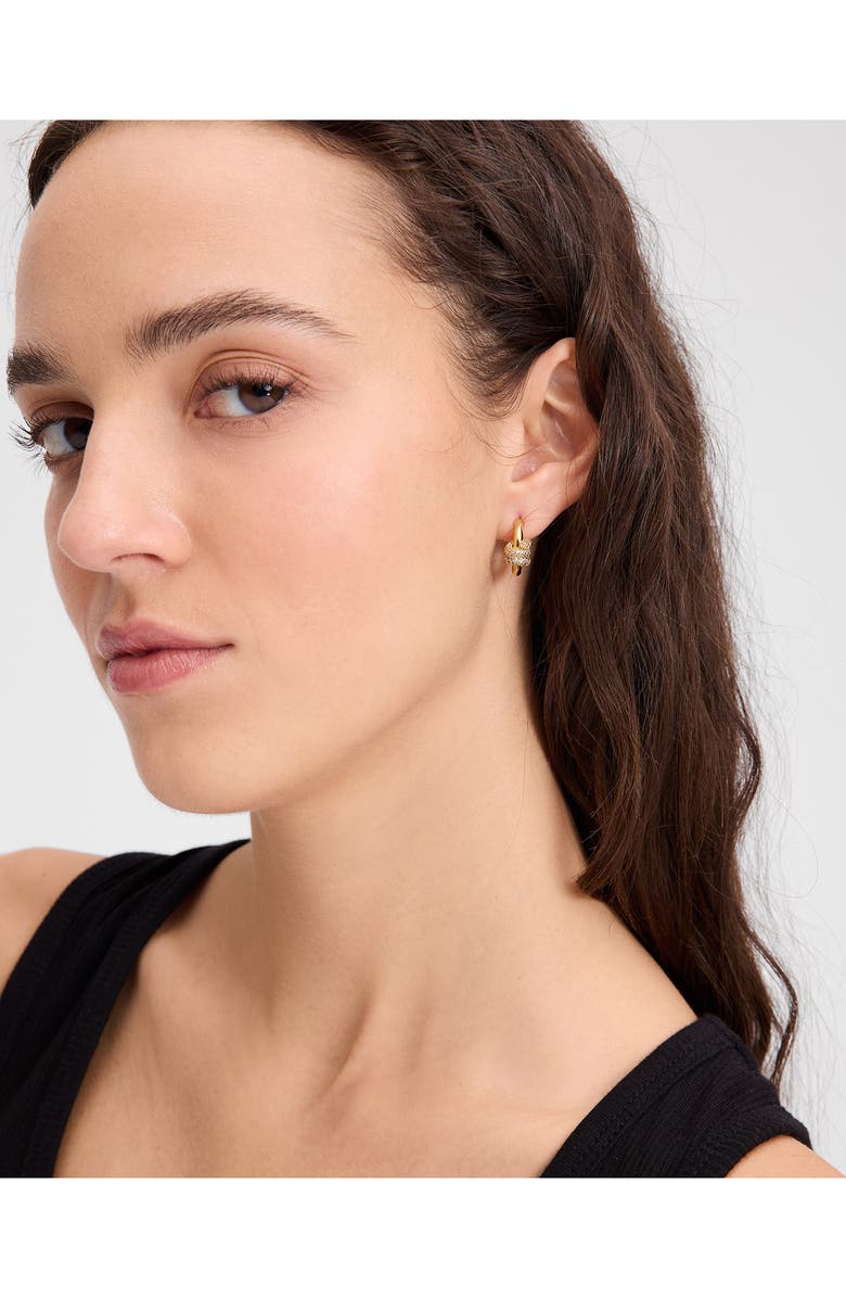 Kate Spade New York pavé knot hoop earrings, Alternate, color, Clear/ Gold.