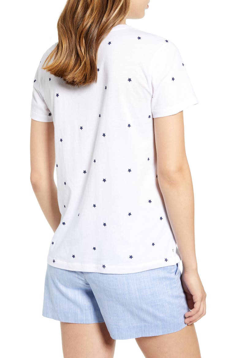 Stars Cotton Blend Tee, Alternate, color, WHITE- NAVY STAR