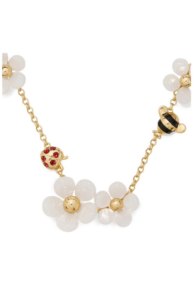 summer daze pavé crystal bug & flower scatter necklace, Alternate, color, WHITE