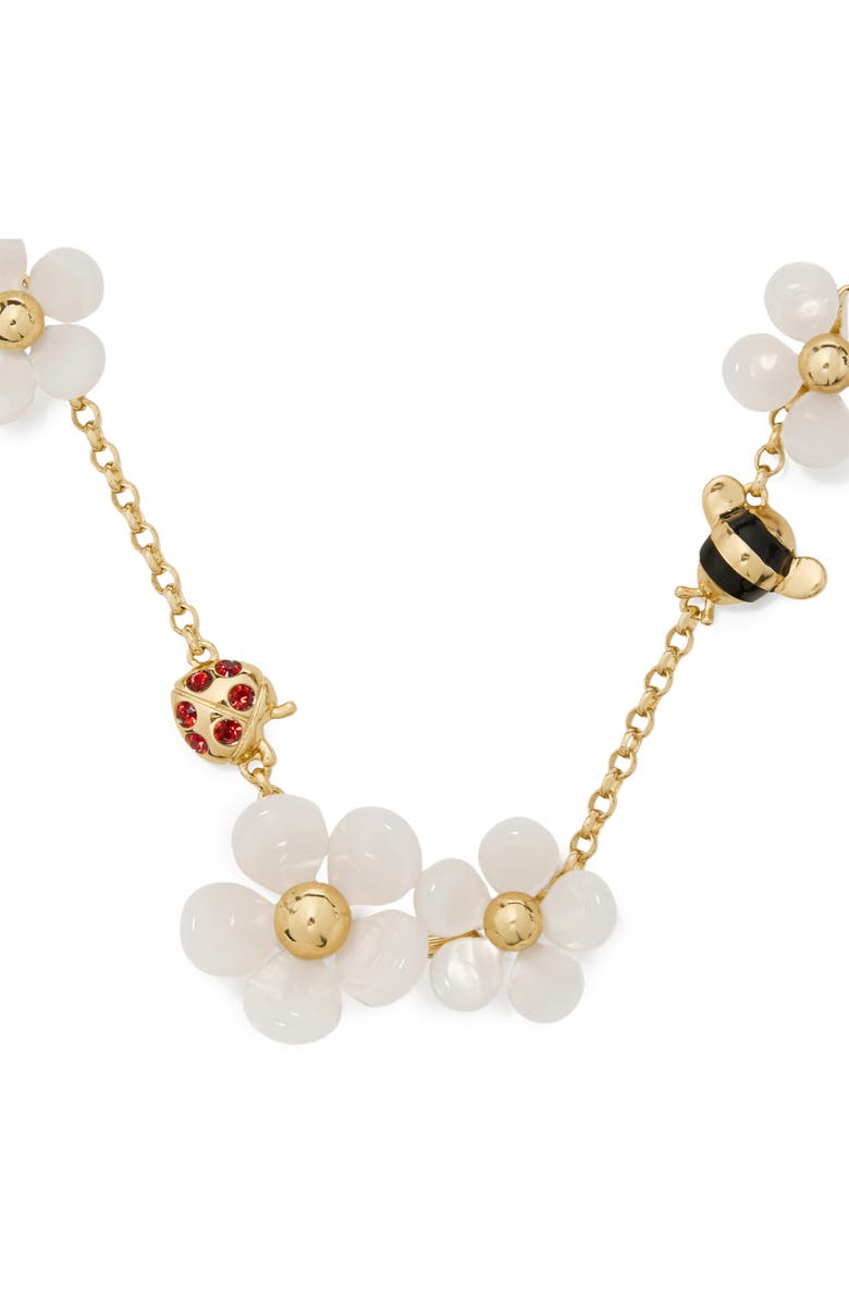 Kate Spade New York summer daze pavé crystal bug & flower scatter necklace, Alternate, color, 