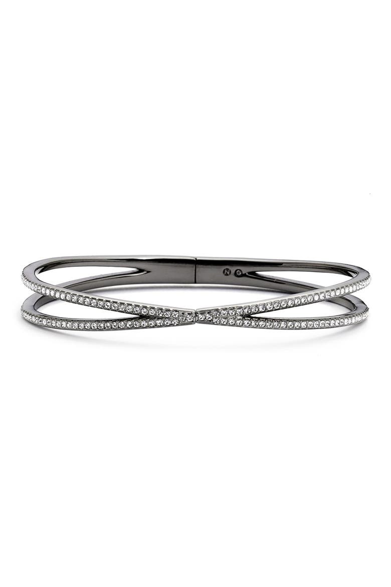 Pavé Hinged Crossover Bracelet (Nordstrom Exclusive), Main, color, BLACK HEMATITE