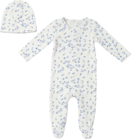 Fragile Boy Leaves Print Romper Set with Hat