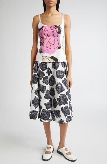 【MARNI】 Printed midi skirt Marni Rose Print Cotton Midi Skirt | Nordstrom