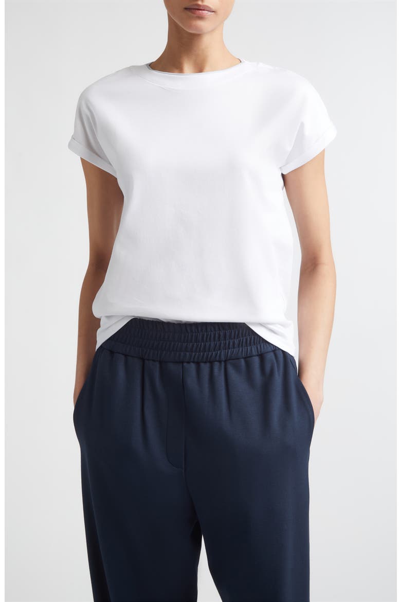 Layered Crewneck T-Shirt, Main, color, 01-130 WHITE/SKY BLUE