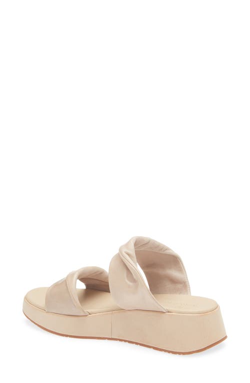 Chocolat Blu Essa Platform Wedge Slide Sandal In White Sand Leather
