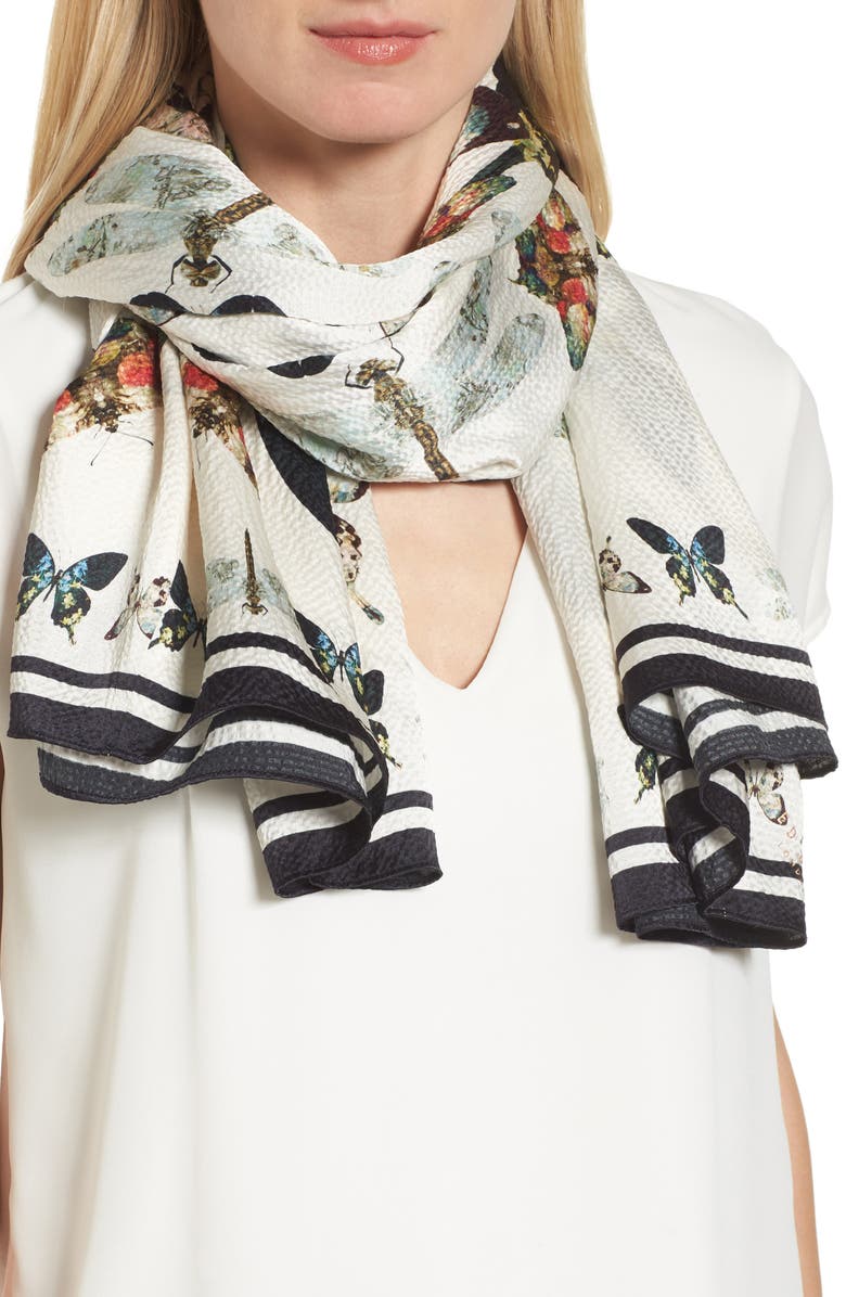 Ted Baker London Butterfly Kaleidoscope Silk Cape Scarf, Alternate, color, 