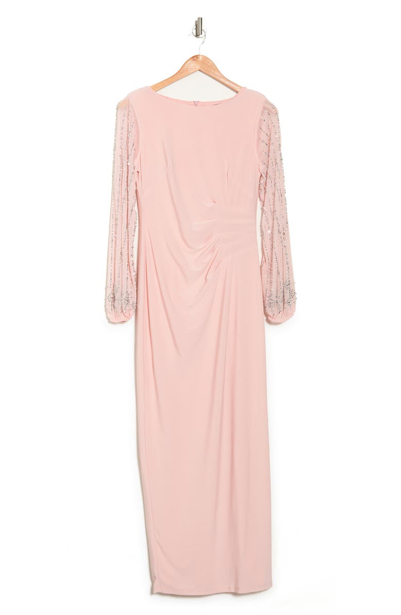 Marina Beaded Long Sleeve Maxi Gown, Alternate, color, Blush