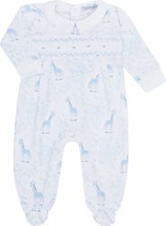 Nellapima Blue Giraffe Print Smocked Footie - Baby