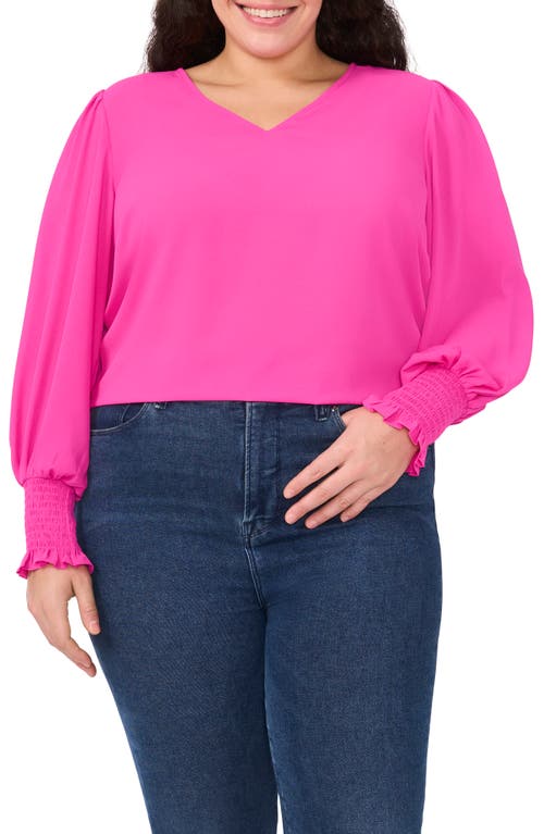 CECE CECE SMOCK CUFF CREPE TOP