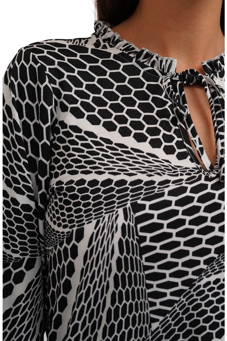 Printed Mesh Long Sleeve Top, Alternate, color, LINDSAY BLACK