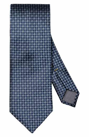 Eton Navy Geometric Pattern Silk Jacquard Tie