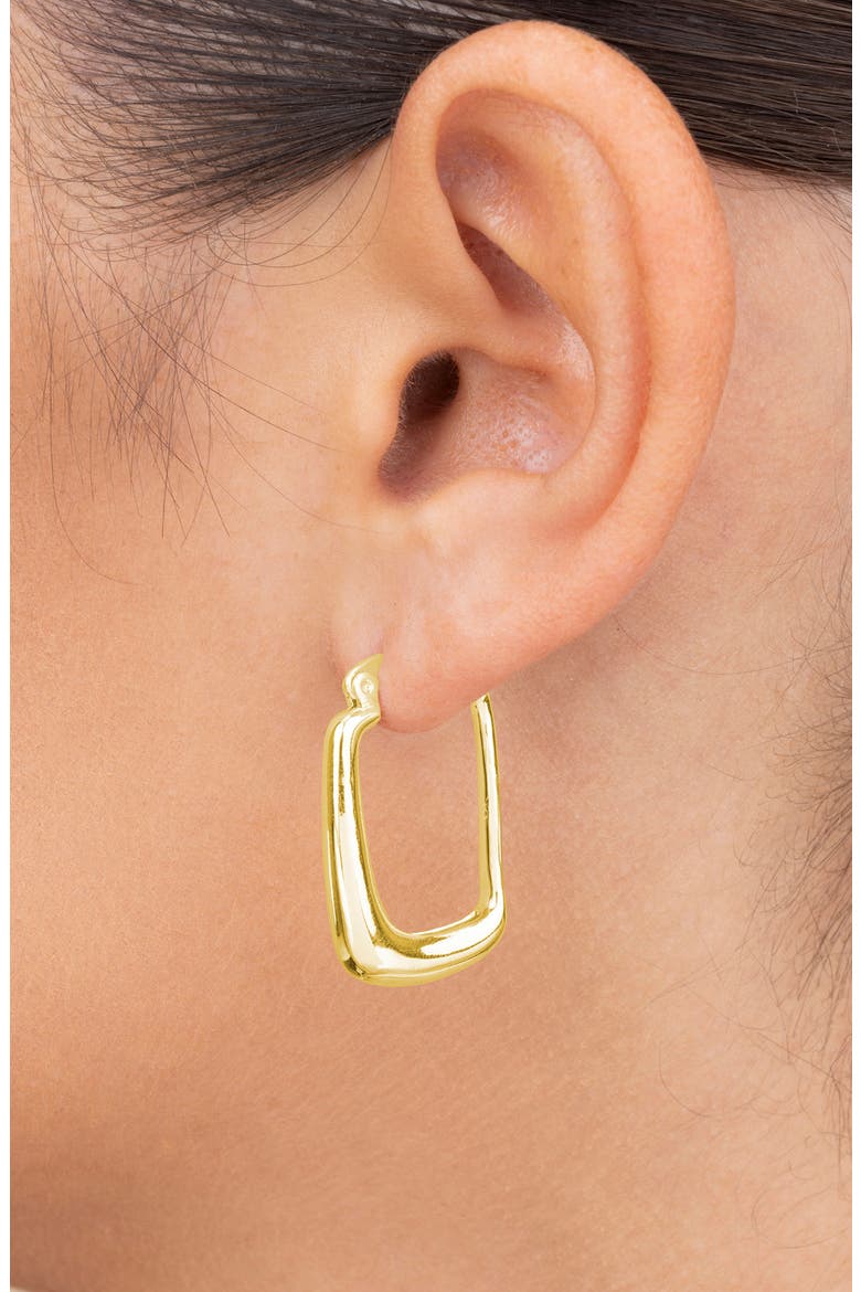 Eliette Polished Rectangular Hoop Earrings, Alternate, color, GOLD