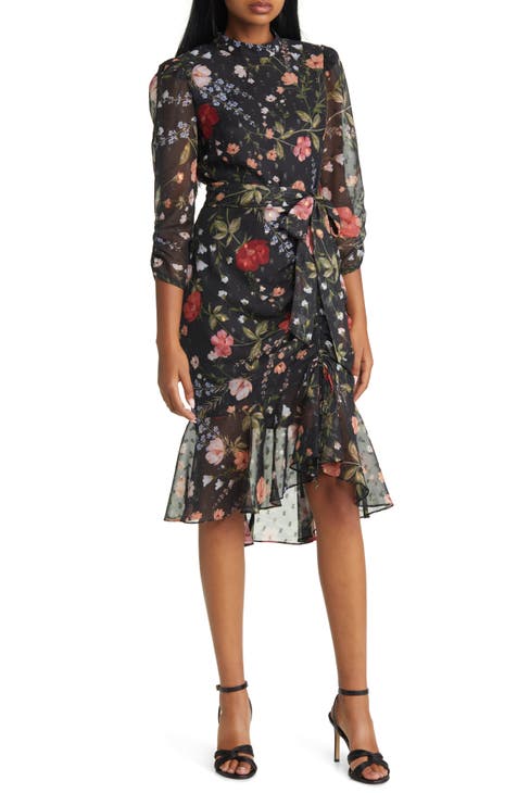 Nordstrom black floral dress best sale