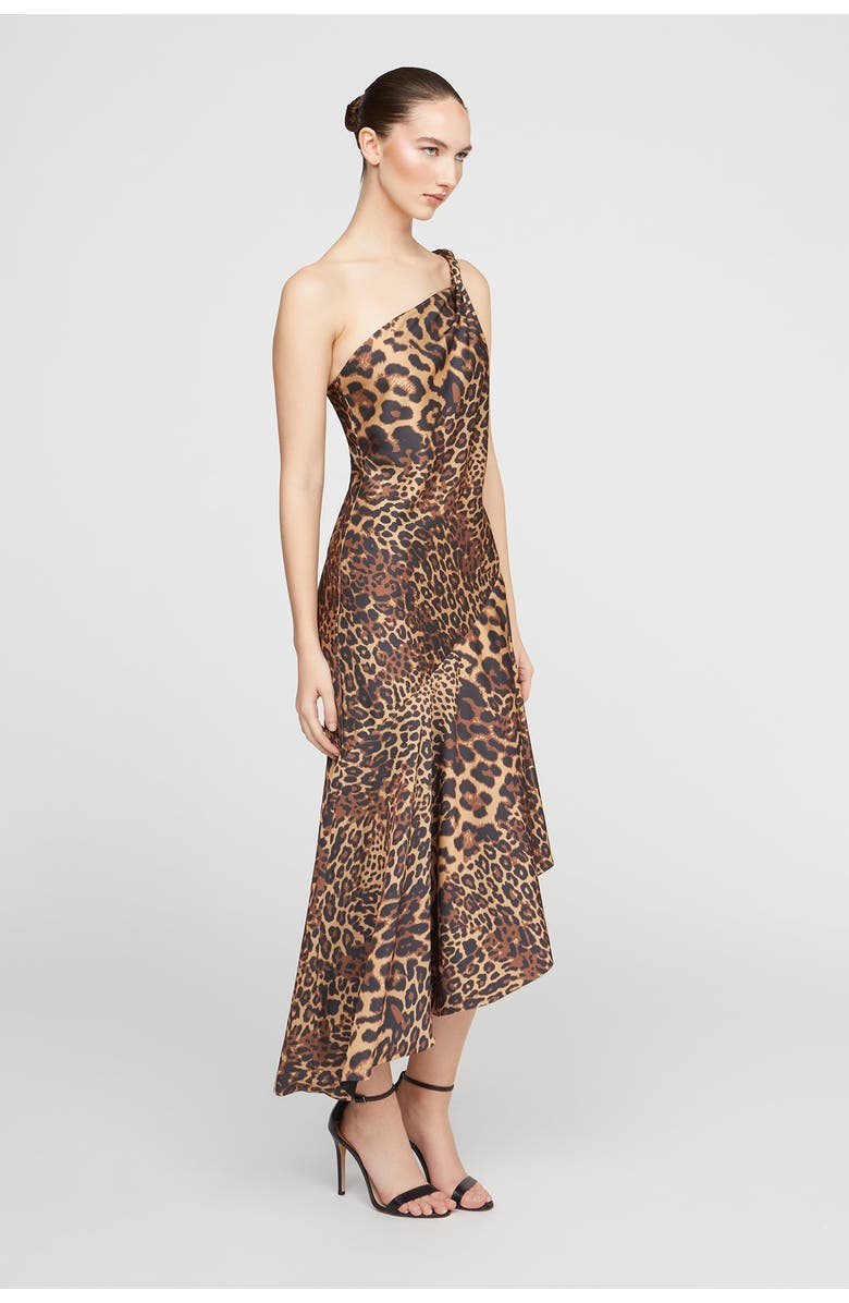 HALSTON Mavis Satin Midi, Alternate, color, Leopard