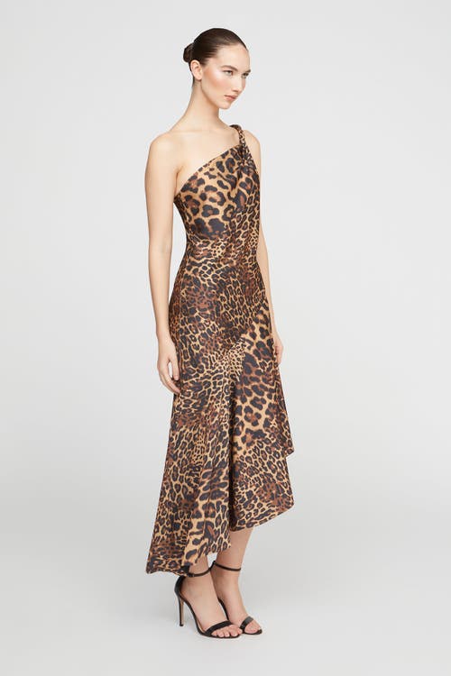 Halston Mavis Satin Midi In Brown