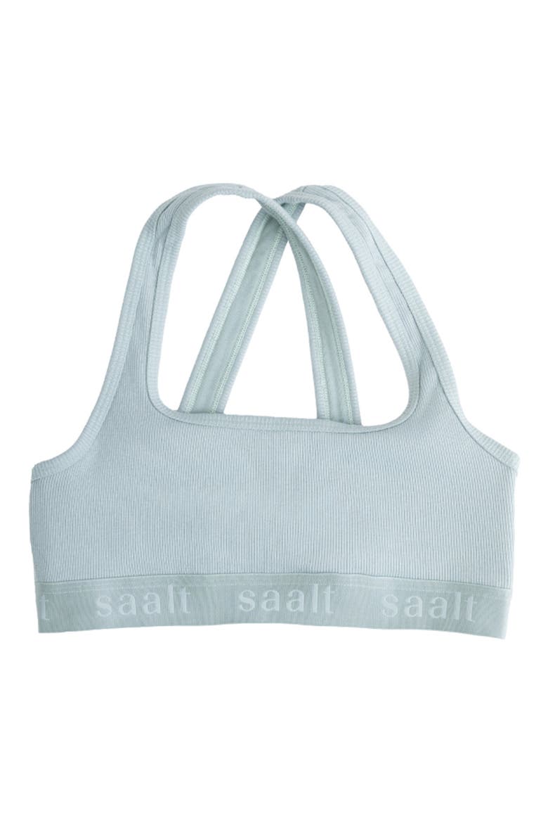 Square Neck Rib Cotton Blend Bralette, Alternate, color, SEA GLASS