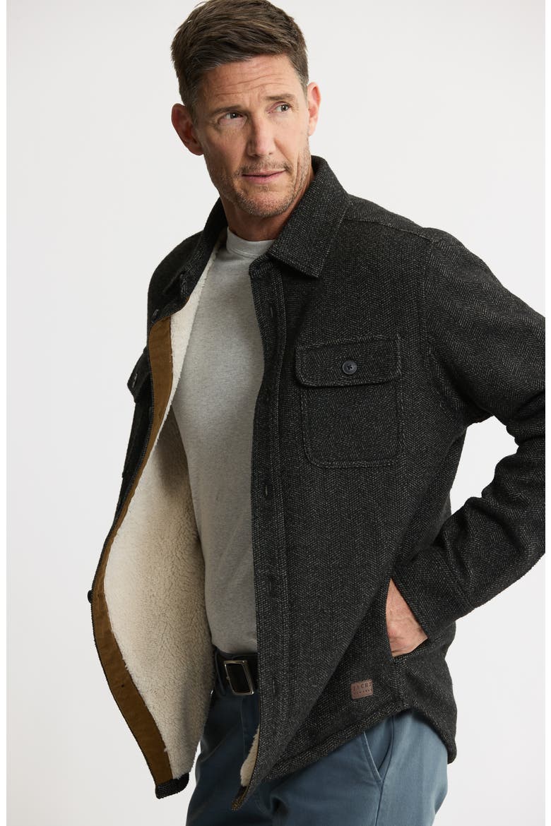 Chevron Knit Faux Shearling Lined Jacket, Alternate, color, BLACK
