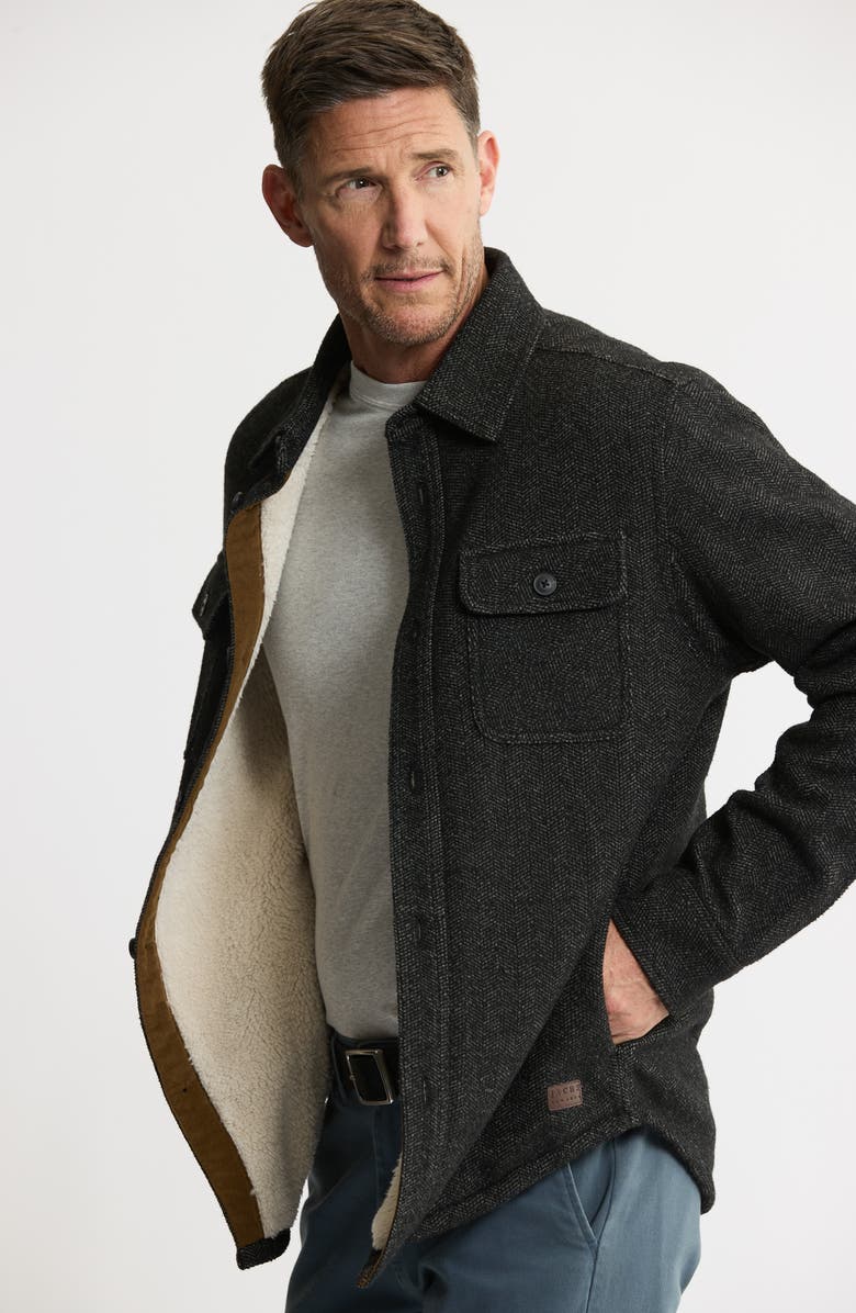 JACHS Chevron Knit Faux Shearling Lined Jacket, Alternate, color, Black