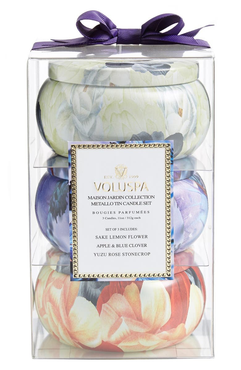 Voluspa Maison Jardin Two-Wick Tin Candle Trio, Alternate, color, 