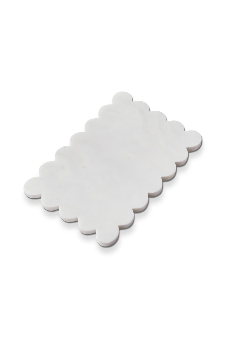 Scalloped Rect Marble Board White Marble Everyday, Main, color, White