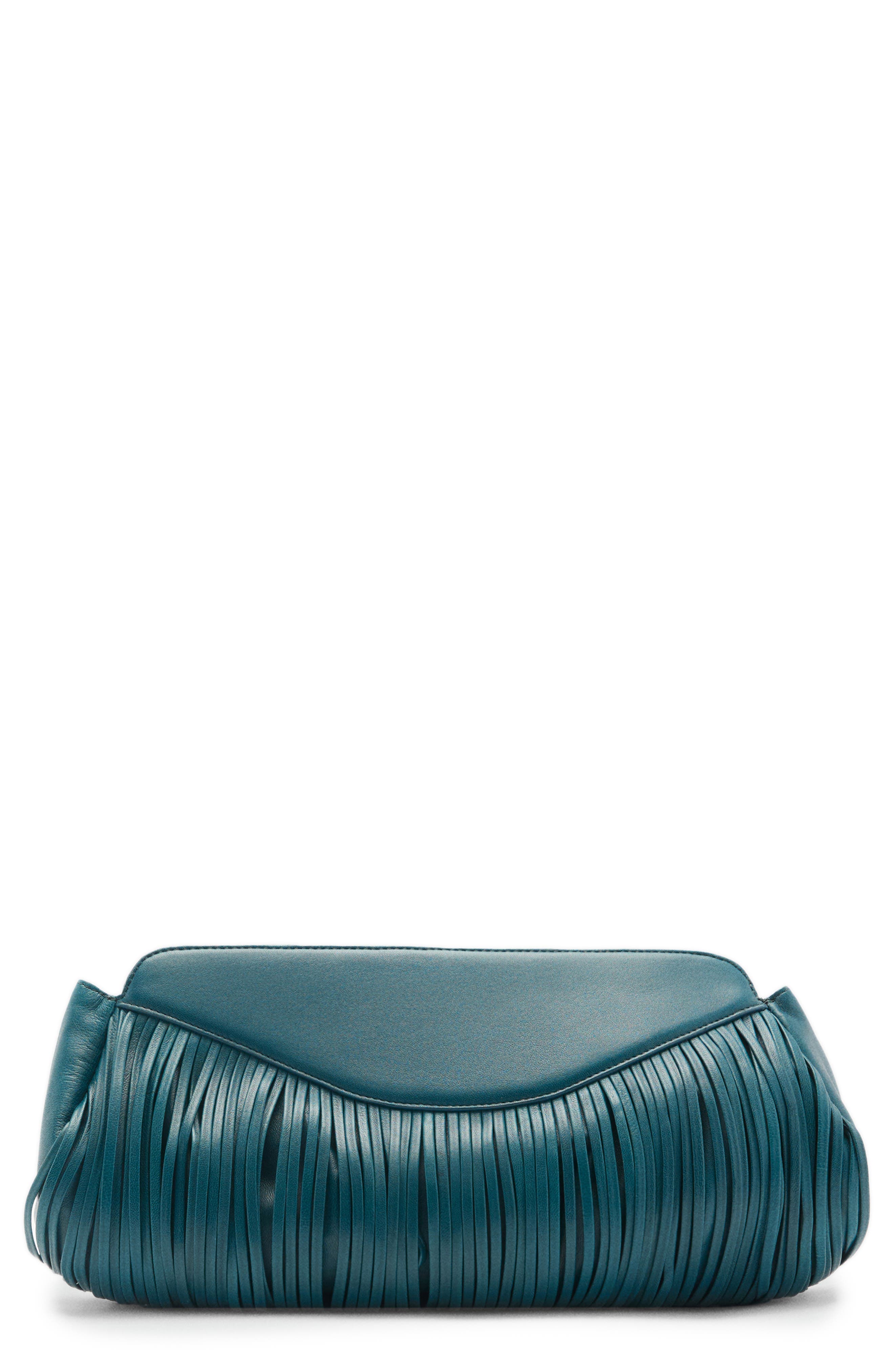 MANGO Leather Clutch, Main, color, 