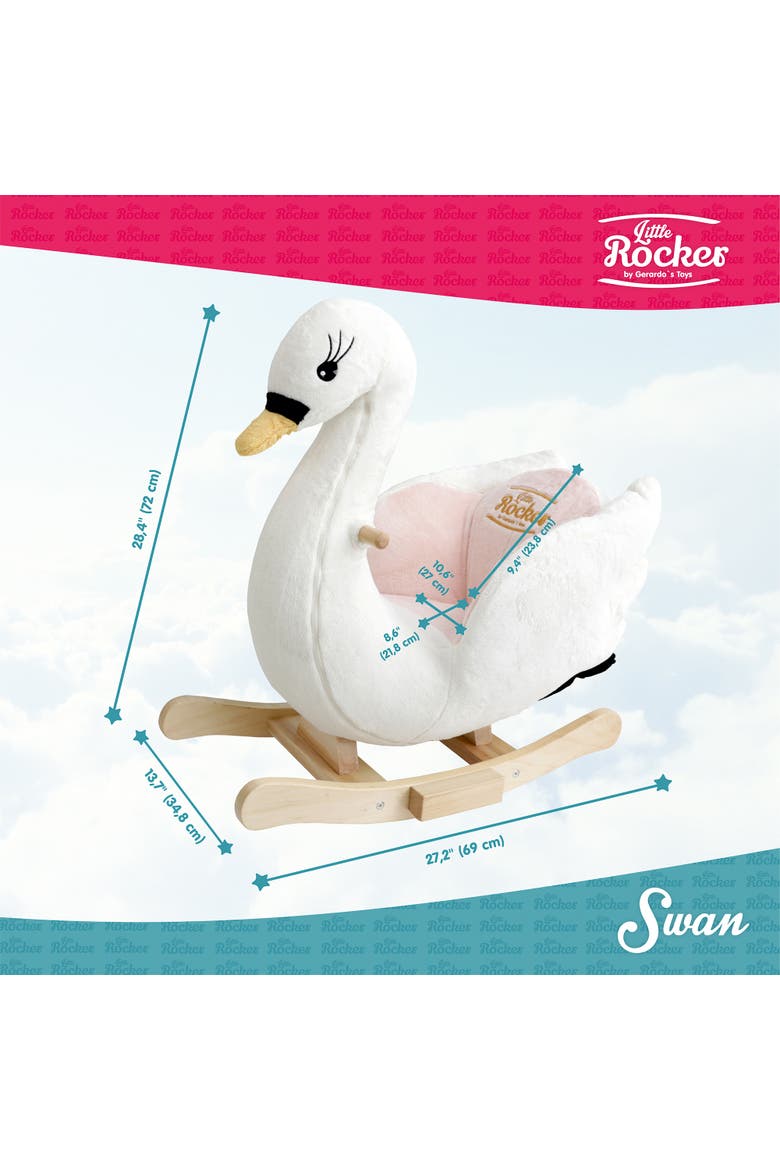 Little Rockers Swan Wooden Plush Ride, Alternate, color, Multicolored