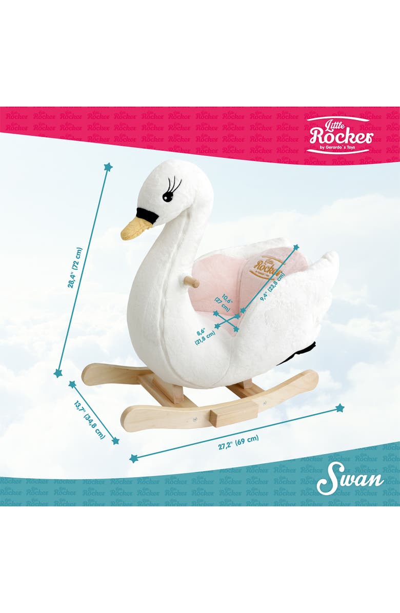 Gerardo´s Toys Little Rockers Swan Wooden Plush Ride, Alternate, color, Multicolored