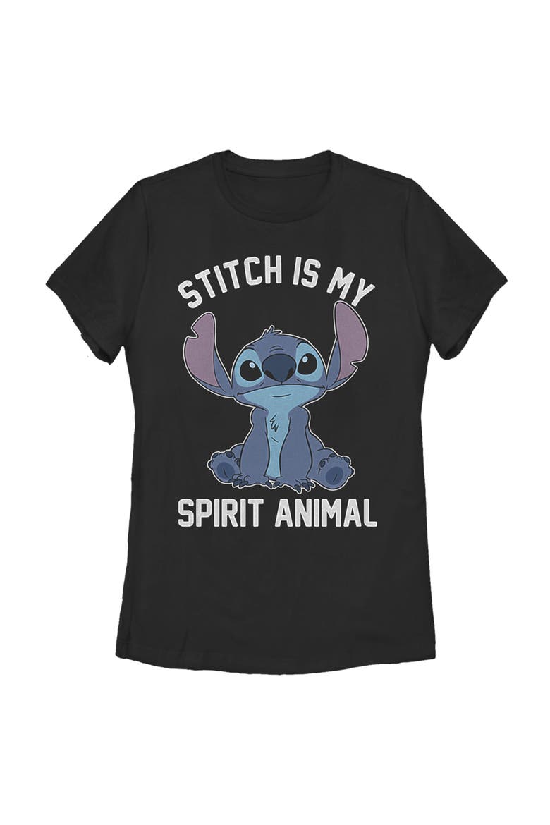 Women's My Spirit Animal Is Stich Short Sleeve Graphic T-Shirt, Main, color, Black