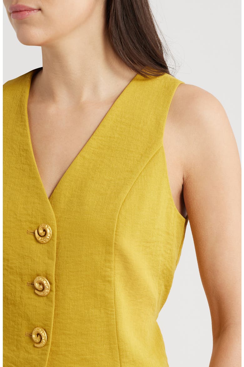 Button Front Vest, Alternate, color, DIJON