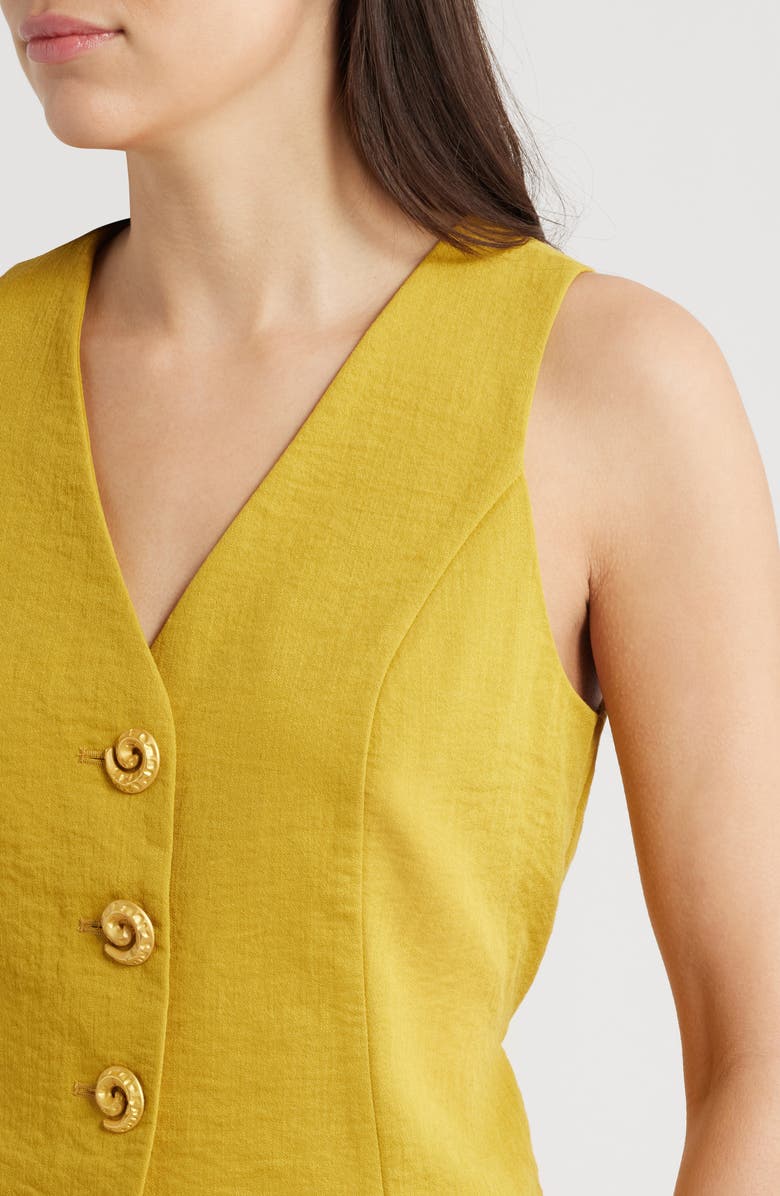 CITY BLUES Button Front Vest, Alternate, color, Dijon