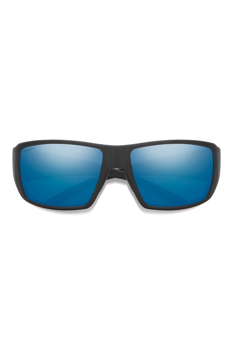 Guide's Choice 62mm Polarized Oversize Wraparound Sunglasses, Main, color, BLACK / CHROMAPOP GLASS BLUE