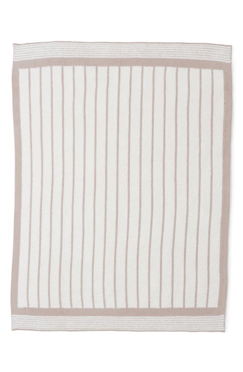 Barefoot Dreams Cozychic Border Stripe Throw In Sahara/cream