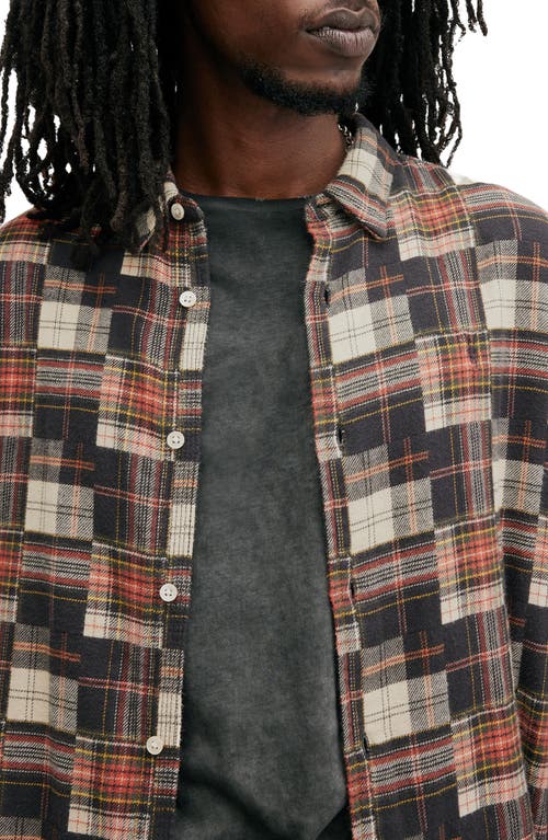 Allsaints Jude Patchwork Plaid Flannel Button-up Shirt In Brown