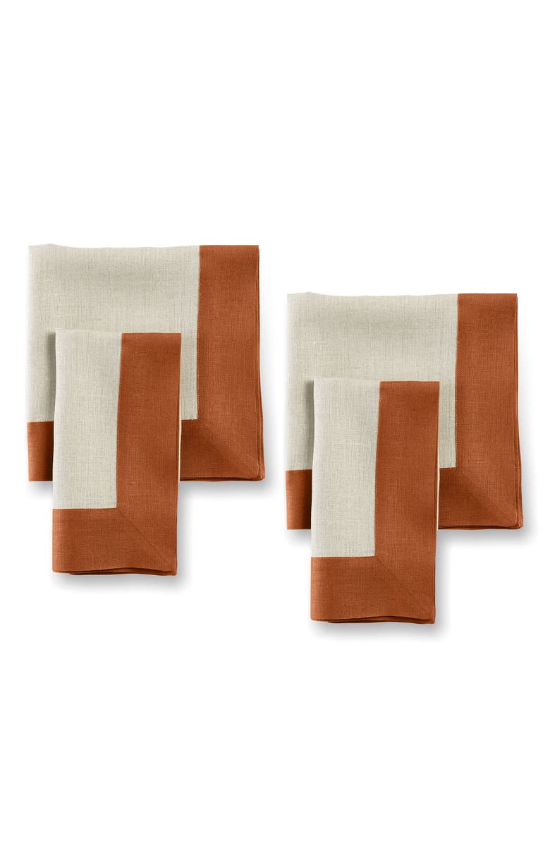 Solino Home Linen Dinner Napkins - Contempo, 20" x 20", Main, color, Cinnamon And Natural