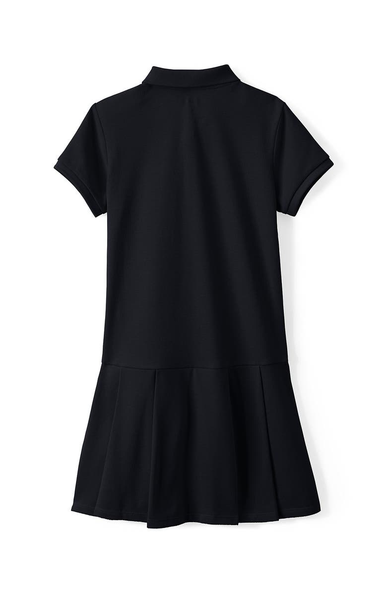 Lands' End School Uniform Girls Short Sleeve Mesh Pleated Polo Dress, Alternate, color, Black