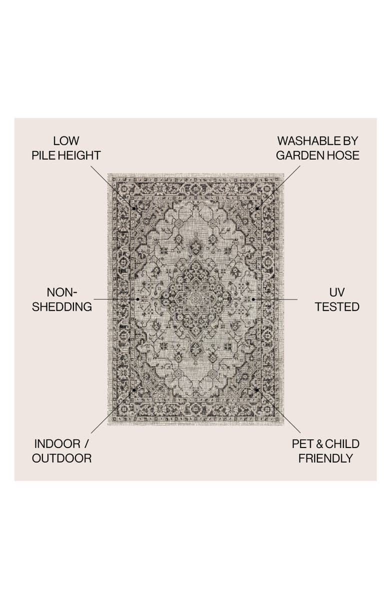 JONATHAN Y Rozetta Boho Medallion Textured Weave Indoor/Outdoor Area Rug, Alternate, color, Gray/Black