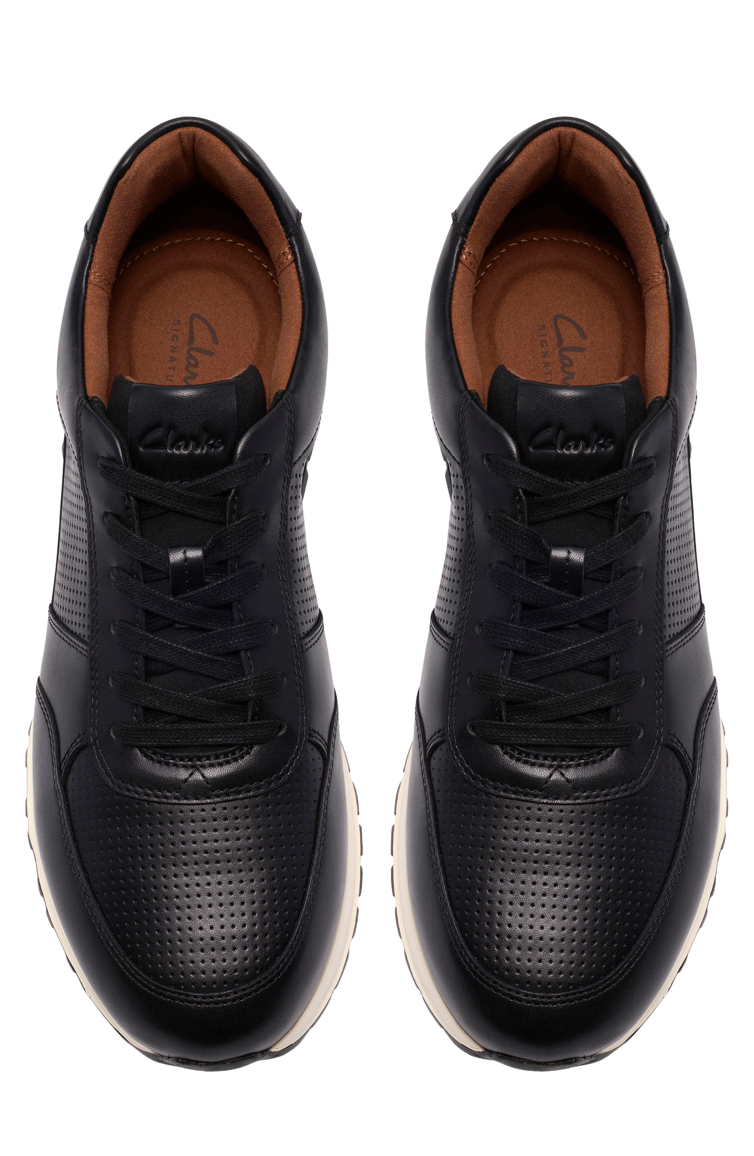 Clarks<sup>®</sup> Radwell Lace-Up Leather Sneaker, Alternate, color, Black Leather