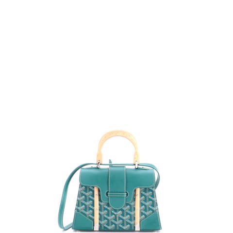 Structured Saigon Top Handle Bag Coated Canvas with Leather Mini
