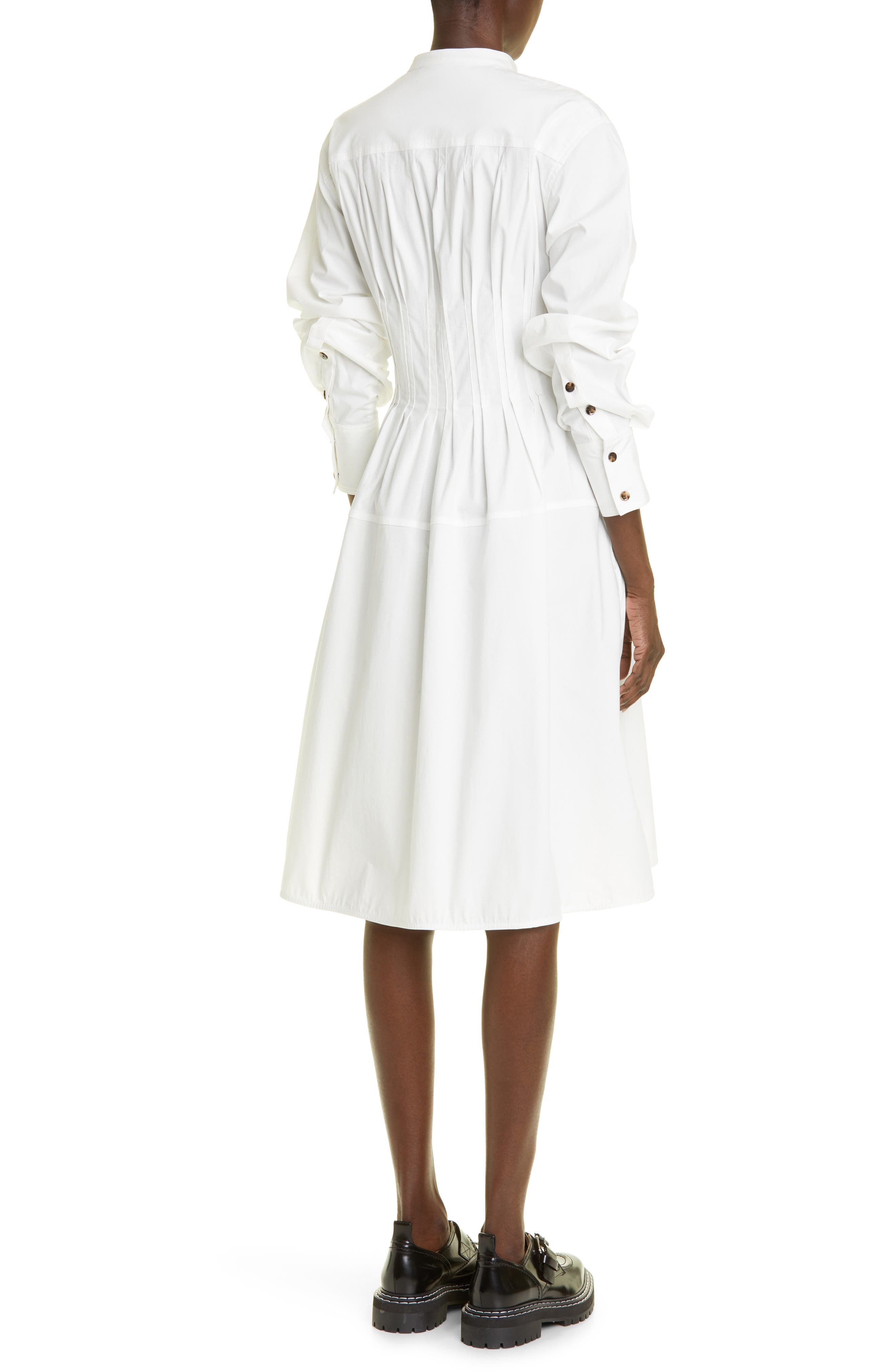 Proenza Schouler Pleated Long Sleeve Poplin Midi Dress (Women ...