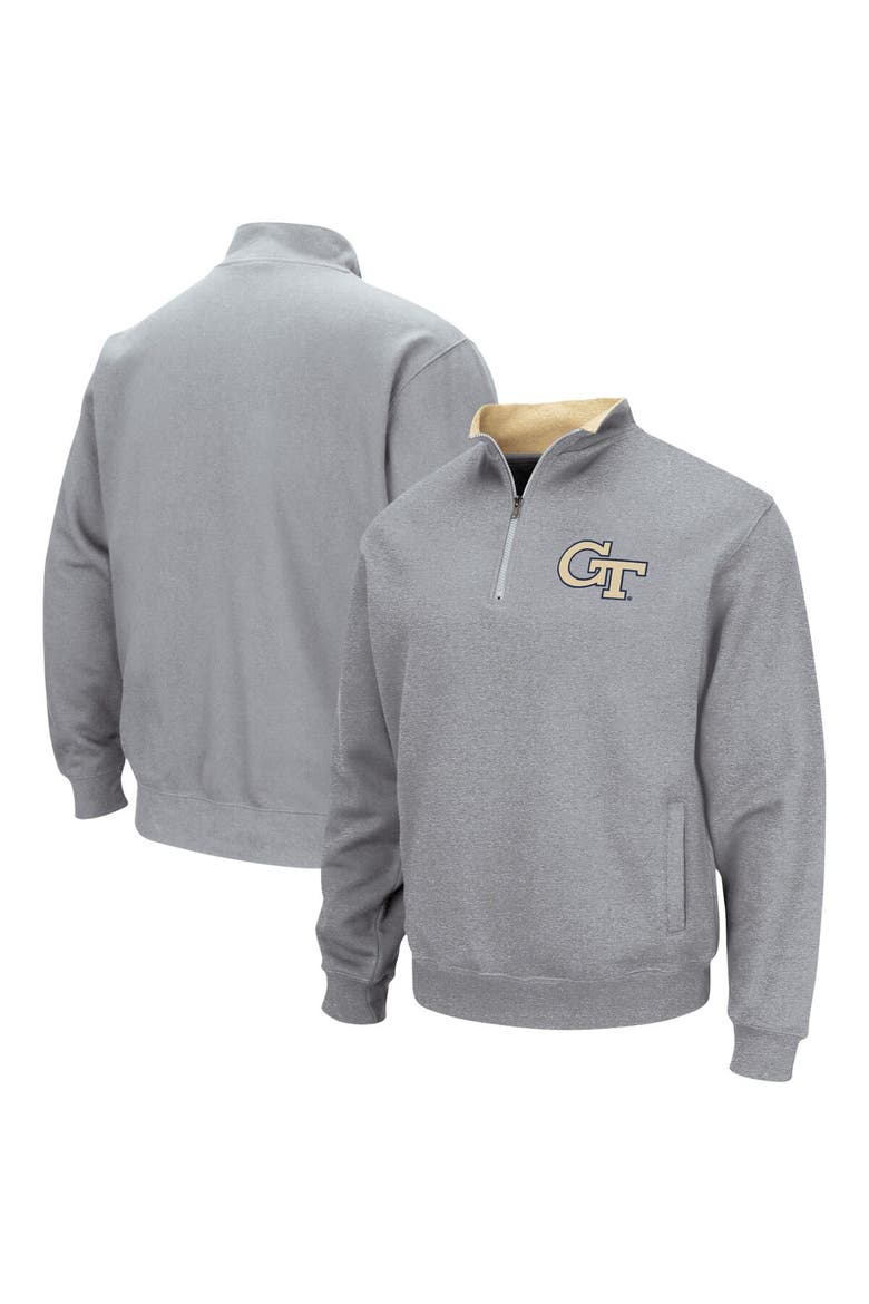 Men's Colosseum Heathered Gray Georgia Tech Yellow Jackets Tortugas Team Logo Quarter-Zip Jacket, Main, color, Heather Gray