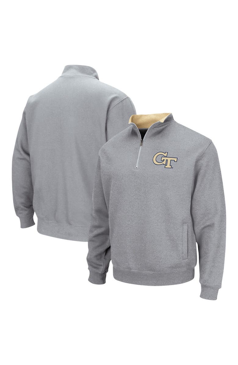 COLOSSEUM Men's Colosseum Heathered Gray Georgia Tech Yellow Jackets Tortugas Team Logo Quarter-Zip Jacket, Main, color, Heather Gray