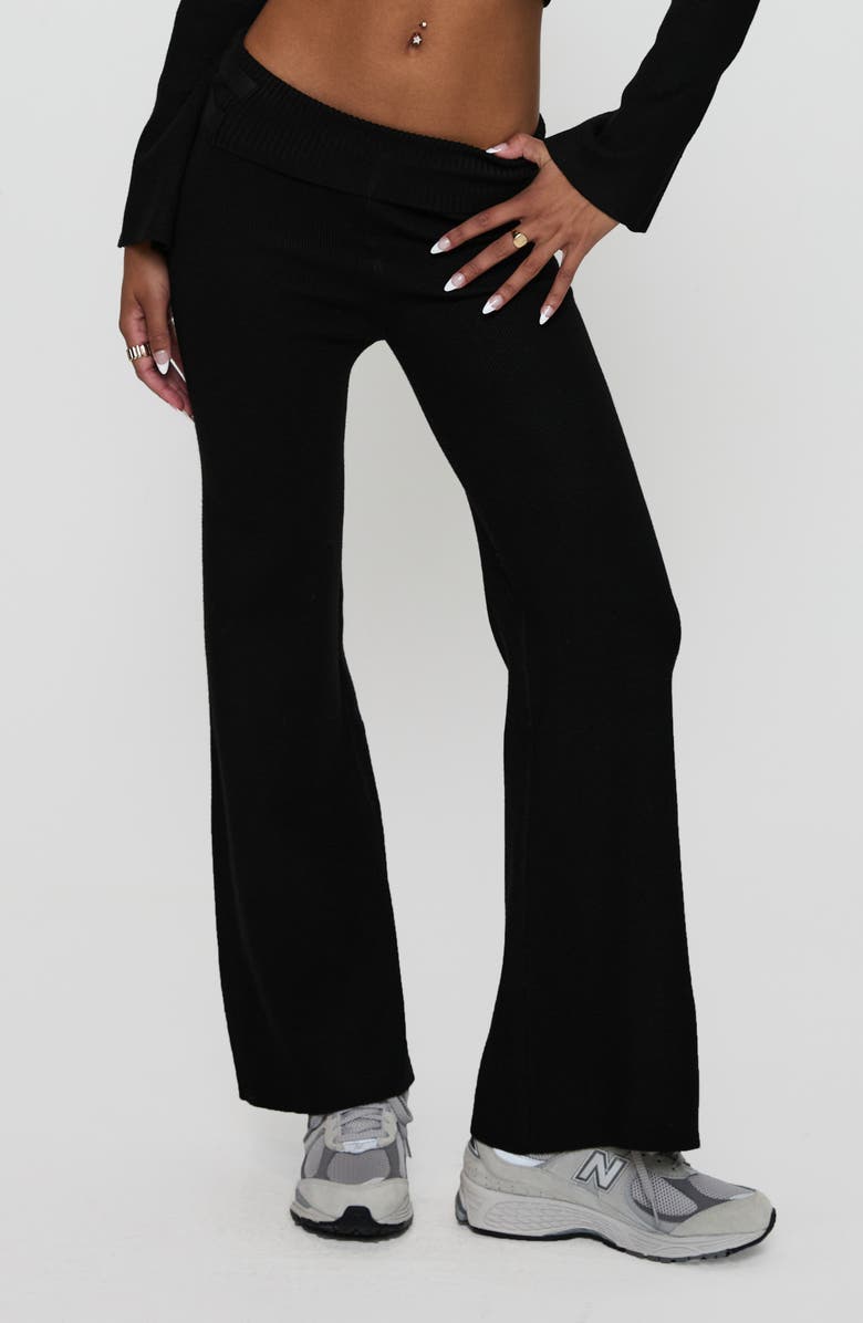 Princess Polly Try Me Foldover Waist Knit Flare Pants, Main, color,