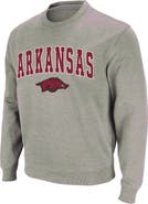 COLOSSEUM Men's Colosseum Heather Gray Arkansas Razorbacks Arch & Logo Crew Neck Sweatshirt
