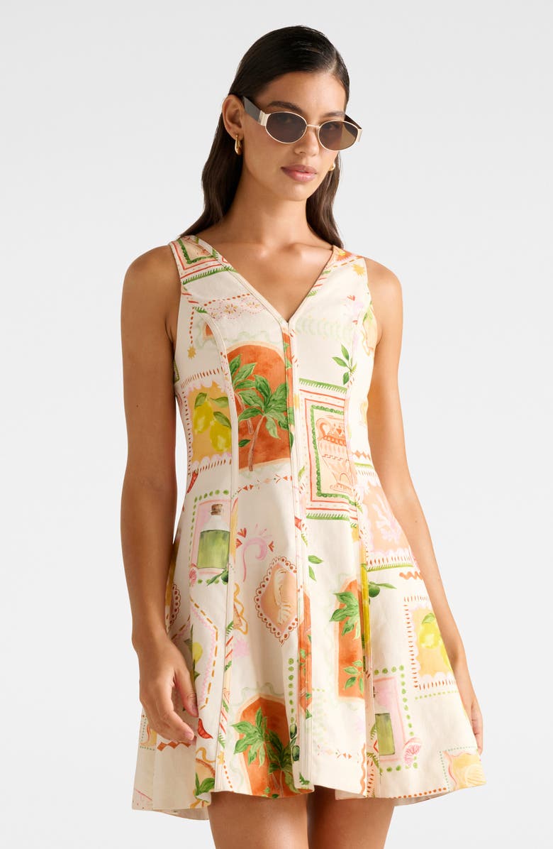 Ever New Fran Fit & Flare Minidress, Alternate, color, Almada Holiday