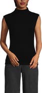 Lands' End Cap Sleeve Drapey Rib Fitted Funnel Neck Tank