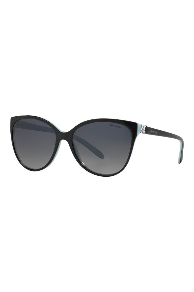 58mm Polarized Cat Eye Sunglasses, Alternate, color, BLACK/ BLUE/ BLACK GRADIENT