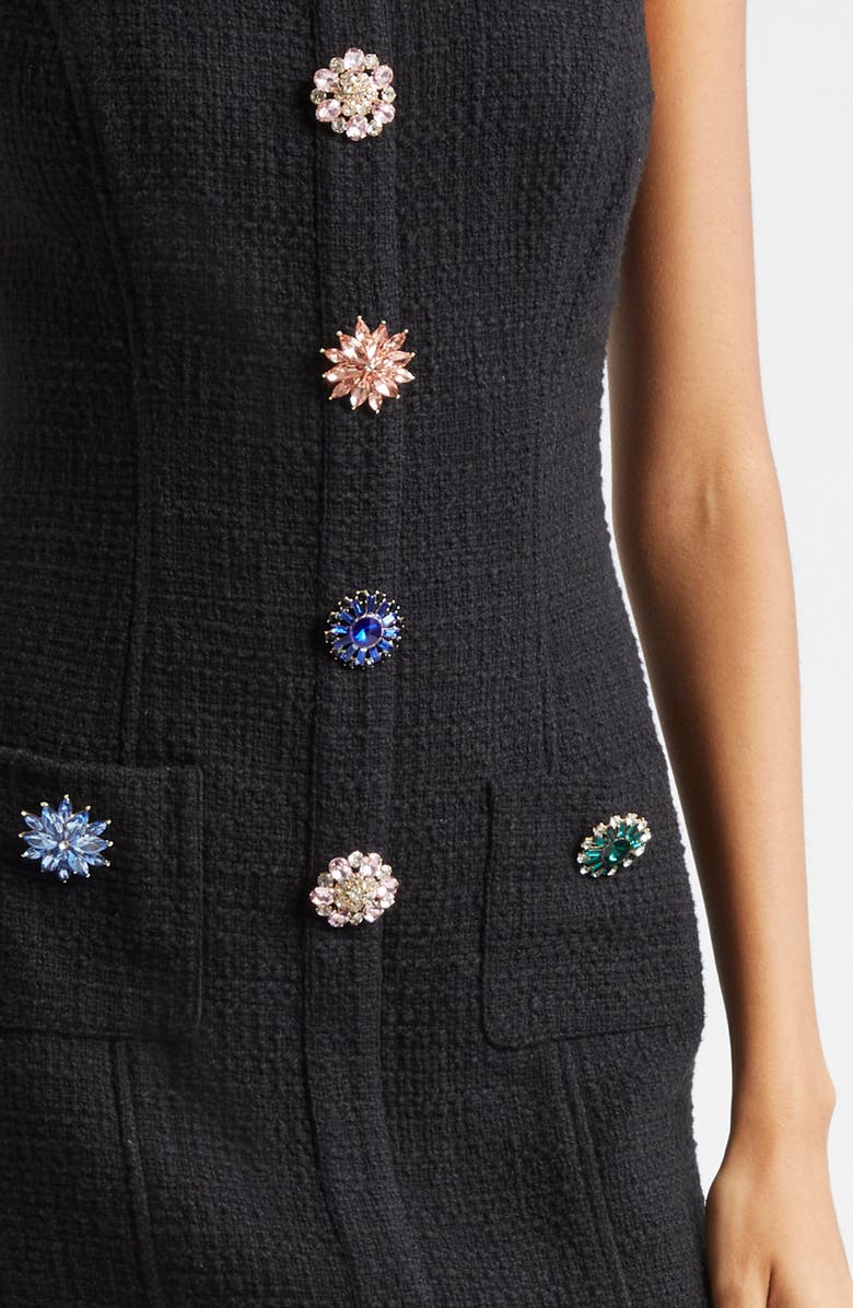 Cinq à Sept Randi Crystal Button Cotton Tweed Sheath Dress, Alternate, color, 