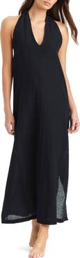 Sanctuary Twist Neck Cotton & Linen Cover-Up Dress